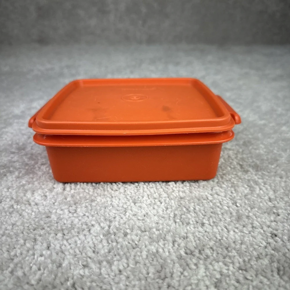 VTG Tupperware 1362-21 Retro‎ Orange  Dark Container With Lid Sandwich Storage